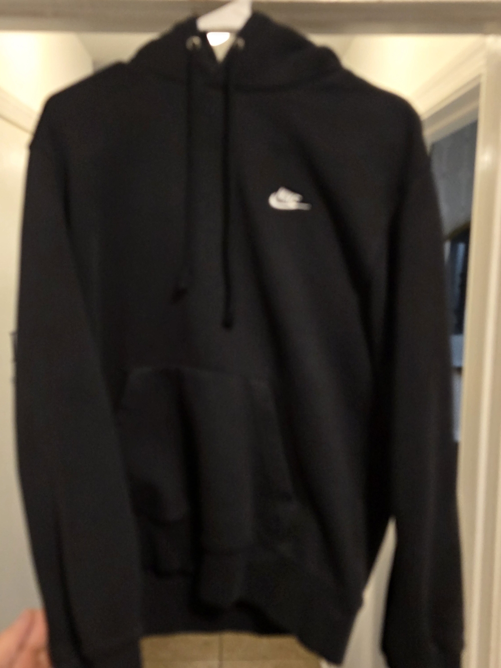 Nike Black Hoodie with Small White Swoosh